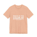 Front view of peach The Color of Accountability political statement t-shirt by Peach2Impeach